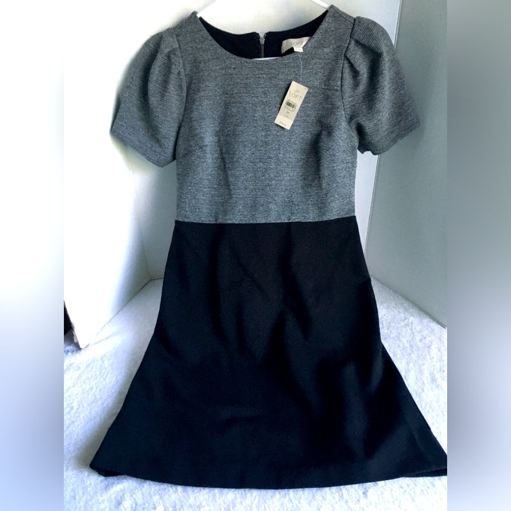 Loft Dress Black and Gray Business, Career,‎ Wedding -   size 0P - NWT